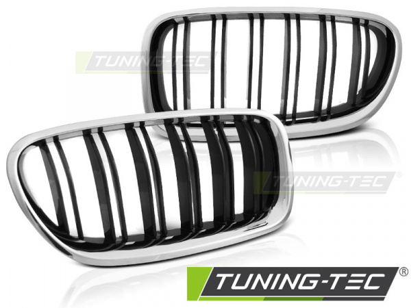 Upgrade Sportgrill Nieren für BMW 5er F10/F11 Limousine/Touring 10-16 chrom/Hochglanz schwarz in Doppelsteg Design
